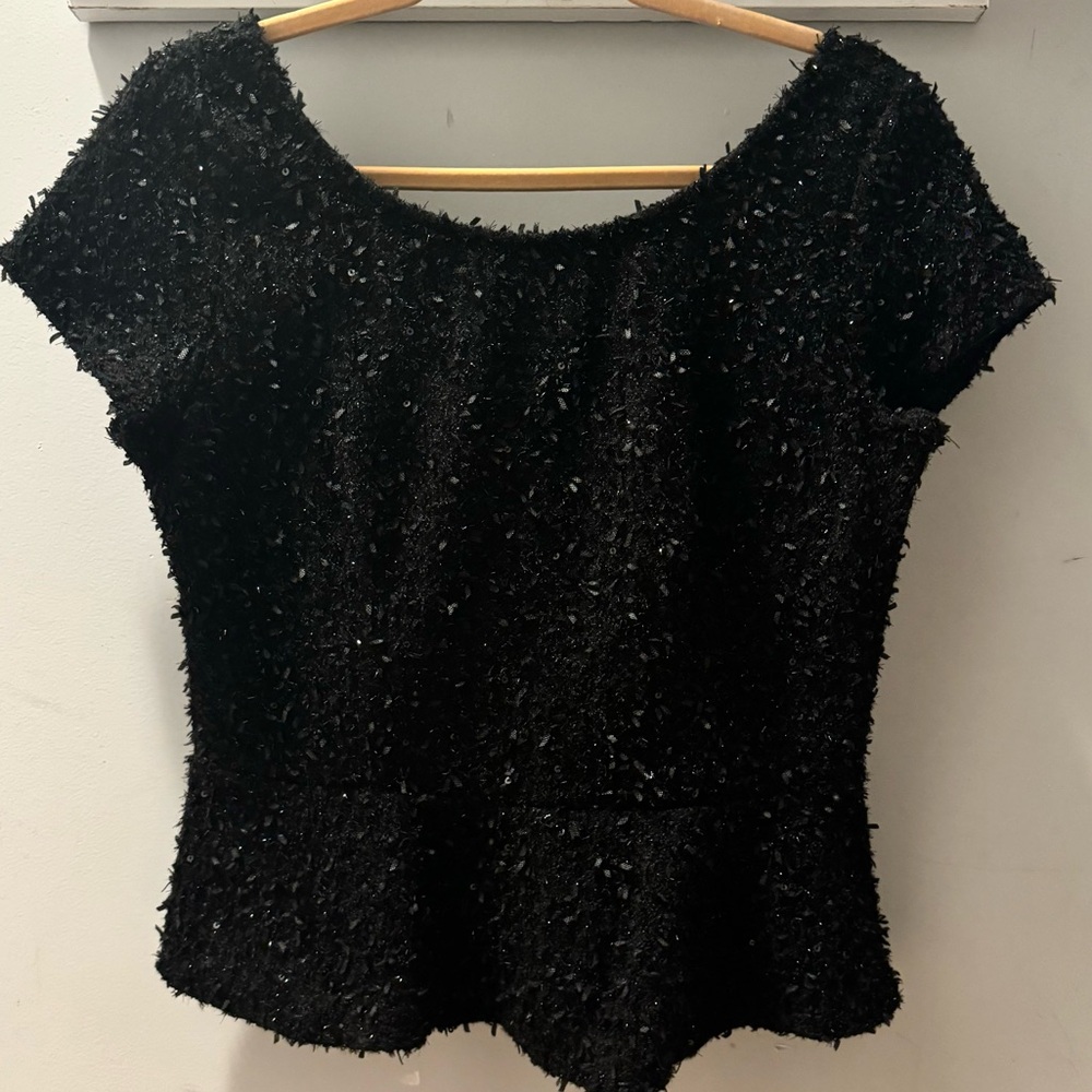 Design Lab Lord & Taylor Peplum sequin top size Large